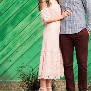 BB Dakota Off the Shoulder Lace Midi Dress